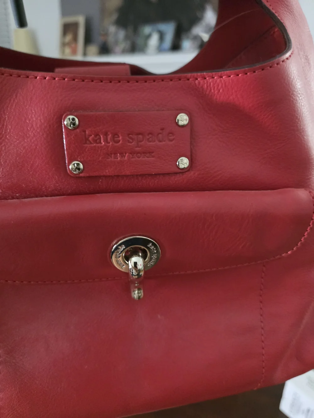 kate spade Red Leather Satchel with Turn-Lock Detail